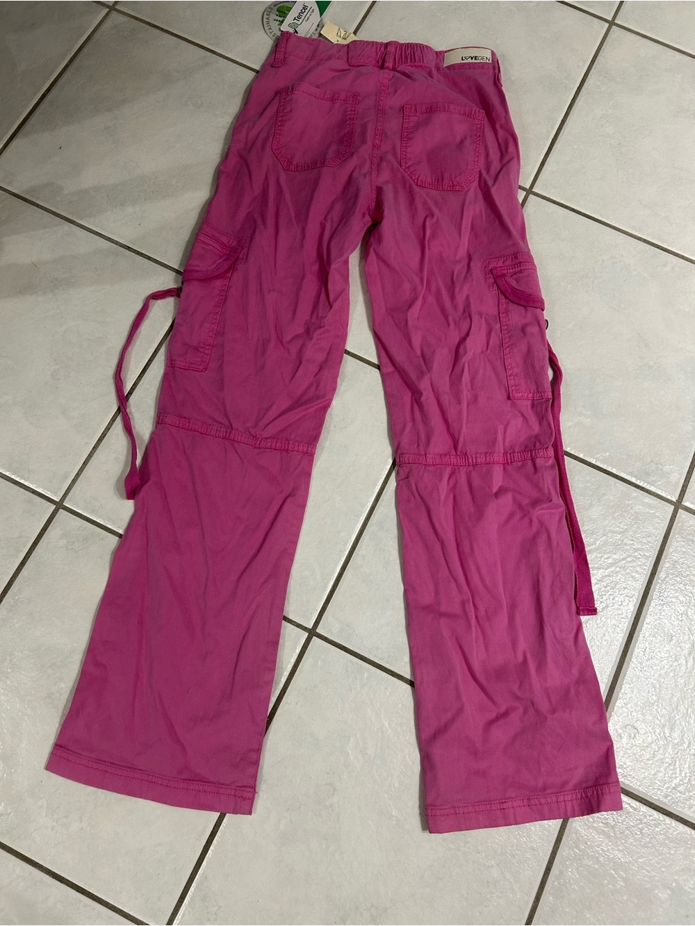 Women’s Cargo Tie-Waist Pants in Hot Pink - Picture 9 of 9